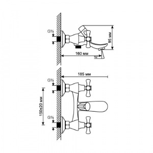 Смеситель для ванны 1/2 кер. MIXLINE ML10-01 (529846) фото 2 Смеситель для ванны 1/2 кер. MIXLINE ML10-01 (529846) фото 2