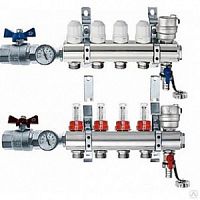 Коллекторная группа DR 5 вых 1"х3/4"(евроконус) руч.клап. и расходомеры 4706-05(1/6) (без кранов)