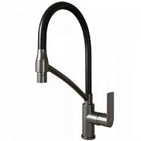 Смеситель для кухни 35k MIXLINE ML33-108GR"Сити Графит" гибкий излив с фикс.бок.ручка б/отв ГРАФИТ