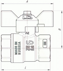 Кран шаровый Ду25(1") В/В, бабочка, латунь, Pу40, LD Pride фото 2 Кран шаровый Ду25(1") В/В, бабочка, латунь, Pу40, LD Pride фото 2