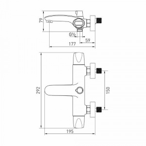 Смеситель для ванны 1/2 кер. MIXLINE ML39-01 "Органик" (553900) фото 3 Смеситель для ванны 1/2 кер. MIXLINE ML39-01 "Органик" (553900) фото 3