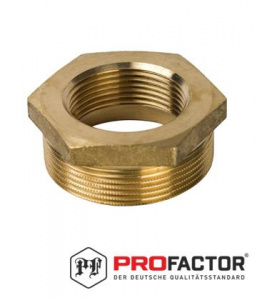 Футорка латун. с прокладкой НВ 3/4"х1" ProFactor Футорка латун. с прокладкой НВ 3/4"х1" ProFactor