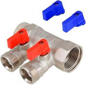Коллектор 3/4" с шаровыми кранами на 2 вых. 1/2" Коллектор 3/4" с шаровыми кранами на 2 вых. 1/2"