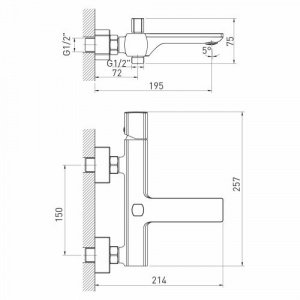 Смеситель для ванны 30k MIXLINE ML27-01 "Примо" (550765) фото 3 Смеситель для ванны 30k MIXLINE ML27-01 "Примо" (550765) фото 3