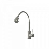 Смеситель для кухни 35k MIXLINE MLSS-0302 гибкий металлический излив, п/гайку САТИН (505148)
